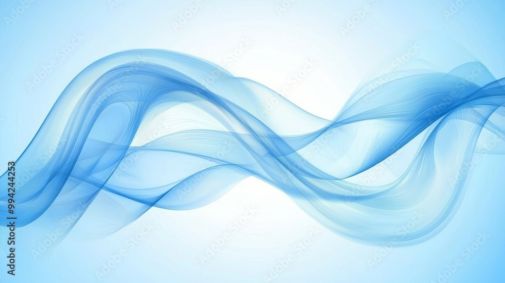 Poster blue waves design with smooth curves and soft shadows on a modern clean background. gradient motion 