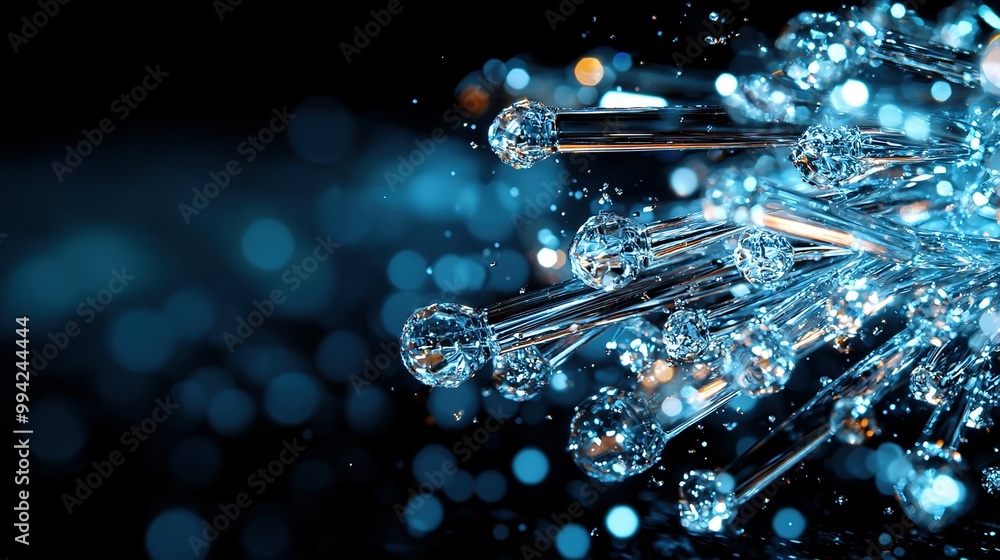 Poster a sharp focus on a set of colorful glass beads against a dark backdrop with a slightly fuzzy depicti