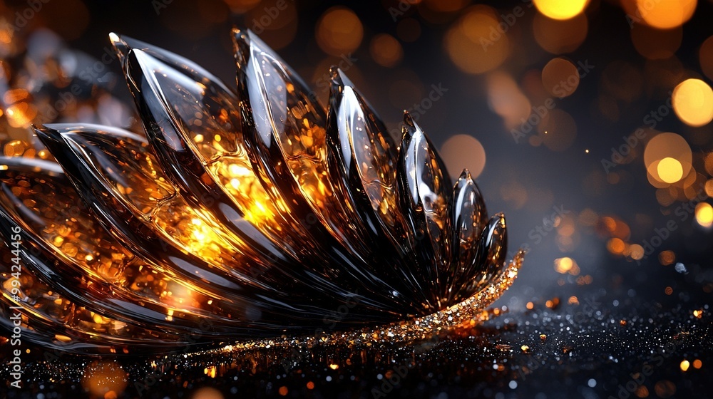 Aufkleber a sharp image of a metallic item on a dark background with a hazy surround of illumination