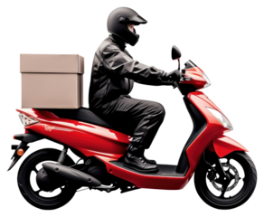 Red scooter delivery service rider
