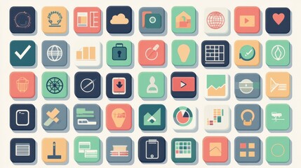 Abstract vector collection of colorful flat business and finance icons. Design elements for mobile and web applications.