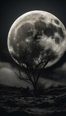 full moon and clouds