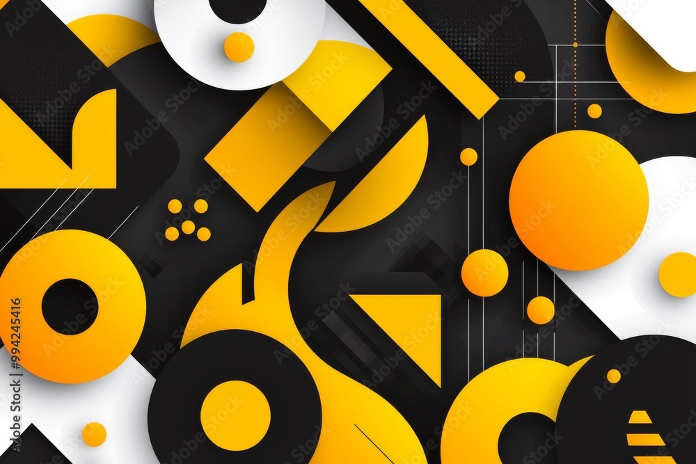 Poster a geometric doodle circle at the bottom of a minimalist geometric shape in a similar style to a vint
