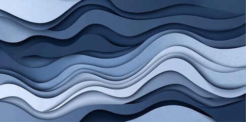 Fototapeta premium An abstract blue wave paper art background. A blue and white abstract background with waves is suitable as a website background, social media graphics, or print design.
