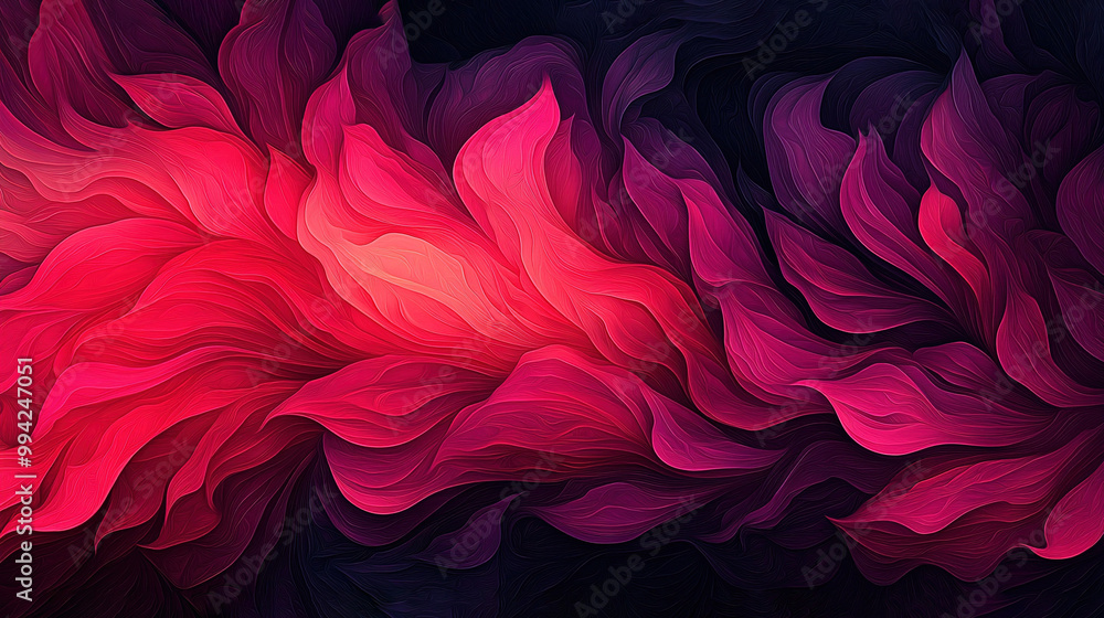 Poster a red and pink swirl on a black background, generated by a computer