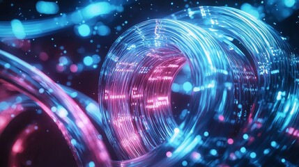 Obraz premium Transmitting information through glowing data cables
