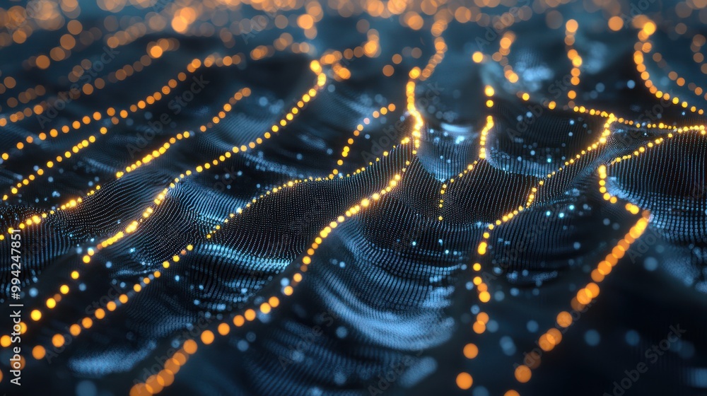Poster blockchain network symbolized by lines and dots, created with generative ai technology