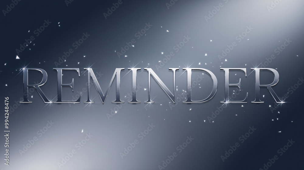 Poster reminder in elegant sparkling text with stars on a dark blue background