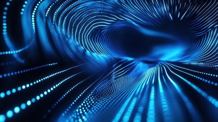 Blue blue spectrum lights tech black party club neon lights abstract wave technology background, black background. wide banner, poster, website, video editing, background. ai