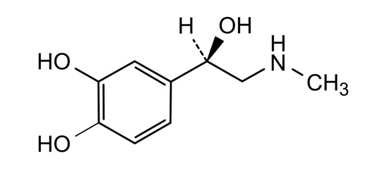 Chemical structure of adrenaline, drug substance © Emre