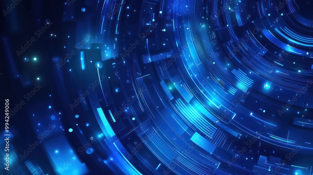 Poster blue tech geometry: abstract vector background with futuristic elements in shades of blue - modern d