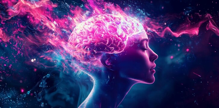A concept illustration of exploding minds, inner worlds, dreams, emotions, imagination, and creative minds
