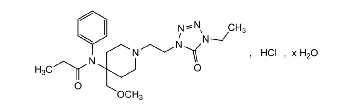 Chemical structure of alfentanil hydrochloride hydrate, drug substance