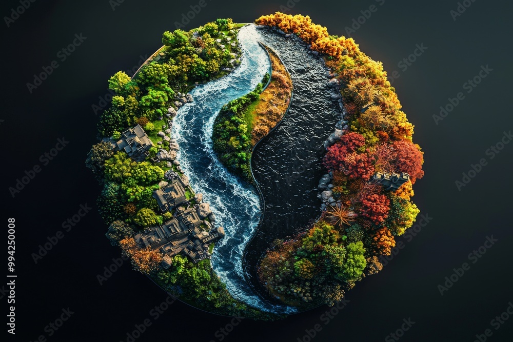 Poster concept paper for eco and circular economy. art design using ai for ecology and environment conserva