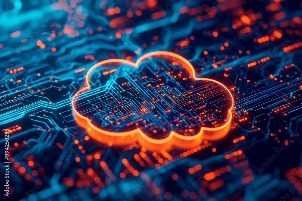 Aufkleber A generative AI-based cloud computing concept background