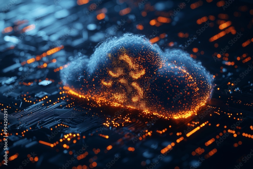 Poster concept background created by generative stock for cloud computing technology