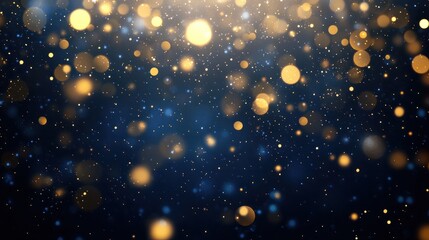 Fototapeta premium Christmas Golden light shine particles bokeh on navy blue background, background, abstract background with Dark blue and gold particle