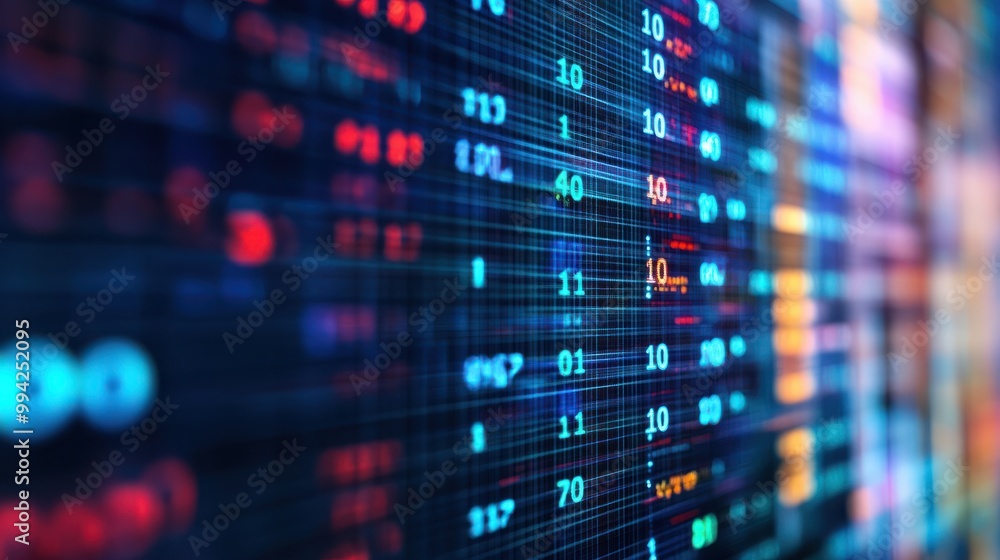Poster computer screen exhibiting multiple numeric values