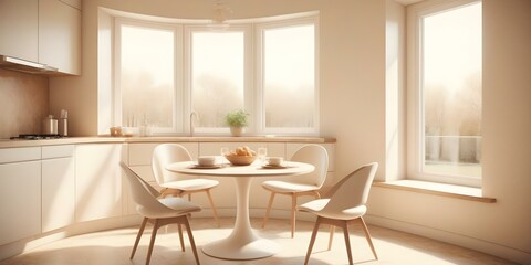 A modern kitchen interior. White and wooden. AI generated
