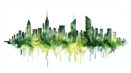 Obraz premium ESGI sustainability design with a green skyline. Simple line style with green color. Eco-social-governance design.