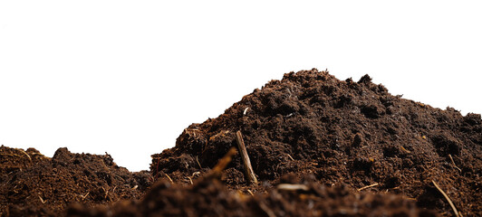 A pile of soil with organic matter viewed from the side