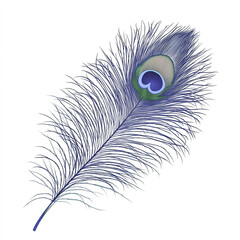 Peacock Feather Silhouette, Illustration Isolated On White Background