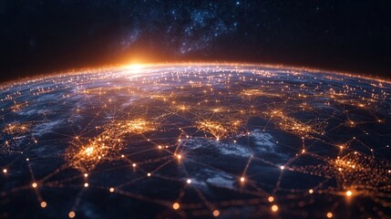 Global business concept of connections and information transfer in the world 3d illustration