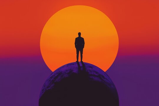 Keeping one's footing on a tightrope and trying to balance is the concept of psychology art.