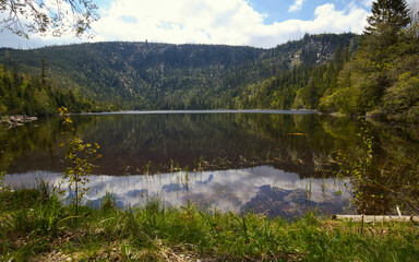 Plešné jezero is a glacial lake in Šumava in the Czech Republic.
