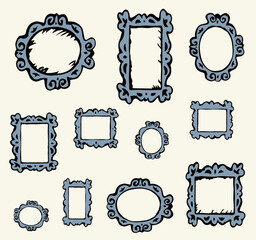 Framed mirrors. Vector drawing pattern