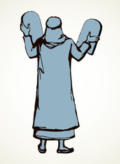 Moses with the tablets. Vector drawing