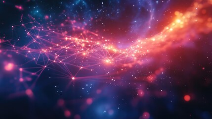 A vibrant display of intricate digital connections with glowing nodes, set against a cosmic star-filled backdrop for a beautiful effect