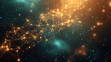A vibrant display of intricate digital connections with glowing nodes, set against a cosmic star-filled backdrop for a beautiful effect