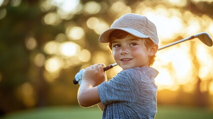 golf course training lesson featuring a young golfer dedicated to enhancing performance and mastering the fundamentals of the sport through practice