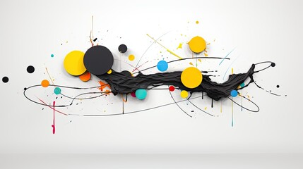 Obraz premium Abstract composition of circular elements. Dynamic scene of collision of various objects.