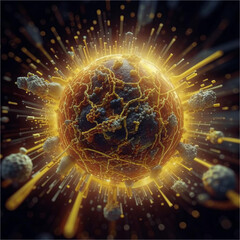Obraz premium A particle of energy among the rays.