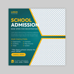 School admission social media post, School admission instagram post,  admission post design, admissiond poster or flyer design