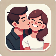 Fototapeta premium Happy Couple Sharing a Kiss 