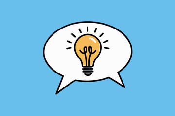Light bulb in a speech bubble, concept of idea and communication.