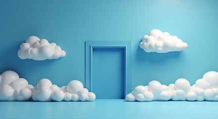 cloud computing concept on blue sky