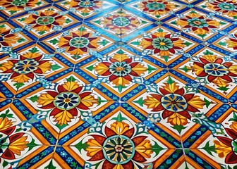 High-Resolution Tiled Floor Texture with Geometric Patterns Ideal for Backgrounds and Design Projects