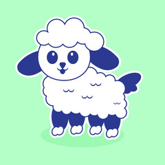 A white sheep on background, vector illustration cartoon