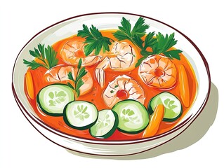 Vibrant Seafood Stew Poster: A Tasty Display of Shrimp, Fresh Herbs, and Colorful Vegetables in a Stylish Bowl - Perfect for Enhancing Your Sports Room Décor!