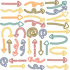 Arrow sketch handmade doodle . Isolated on white background. Simple logo design illustration image.Vector.