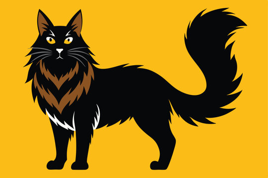 recommend clip art: Solid color Maine Coon animal vector design