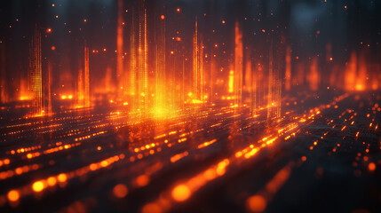 Obraz premium A computer generated image of a fiery landscape with orange and black lines