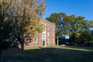 Apartment buildings in fall in DeMun St. Louis Missouri Midwest USA