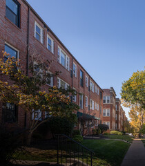 Apartment buildings in fall in DeMun St. Louis Missouri Midwest USA
