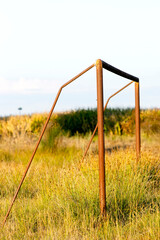 rusty football goal on forgotten soccer field in a village in Leon, Spain © GDM photo and video