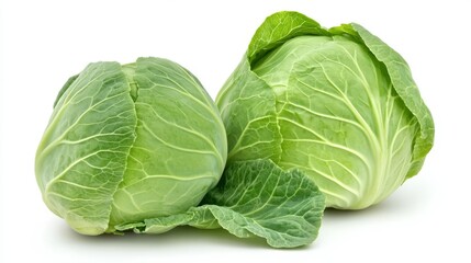 Fototapeta premium Green cabbage isolated on white backgroundGreen cabbage isolated on white background 